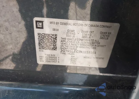 2019 GMC Sierra 1500 Limited из США, поврежденный, VIN 2GTR1LEC7K1119101